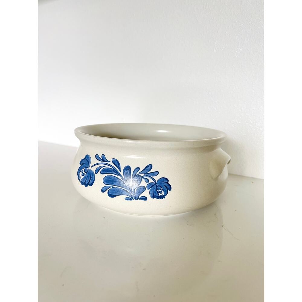 Vtg Pfaltzgraff Yorktowne Blue Stoneware 2qt Casserole Dish Pennsylvania Dutch